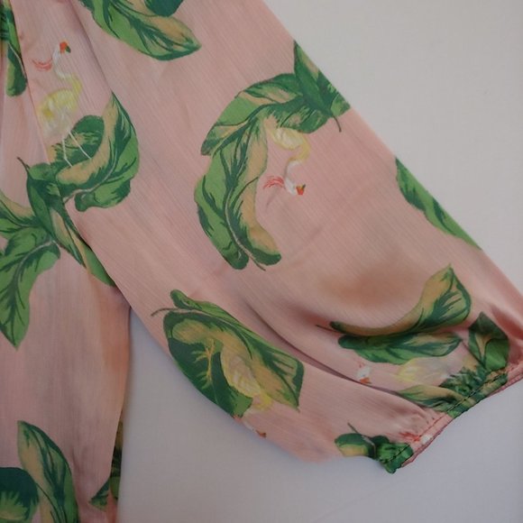 The Webster Miami silky flowy egret and folIage oversize knee length dress - Picture 7 of 12